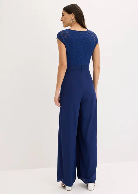 Jumpsuit av tunn chiffong med spets, bonprix