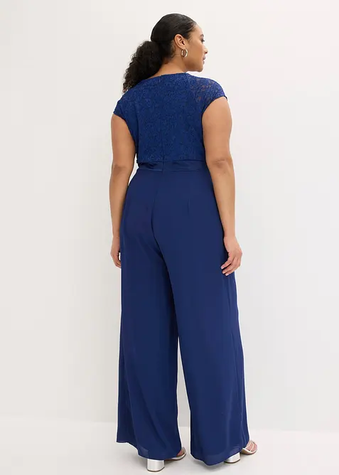 Jumpsuit av tunn chiffong med spets, bonprix