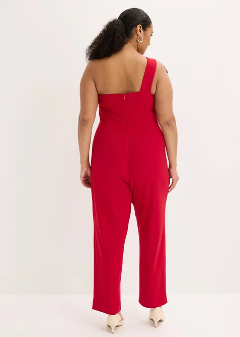 Jumpsuit i one shoulder-modell av kr&auml;pp med struktur, bonprix