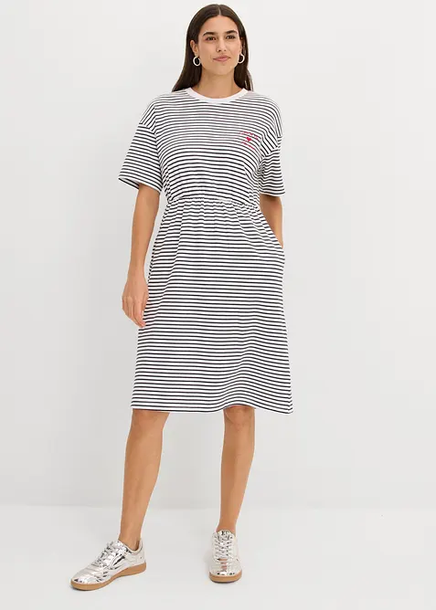Randig T-shirtkl&auml;nning med broderi, bonprix