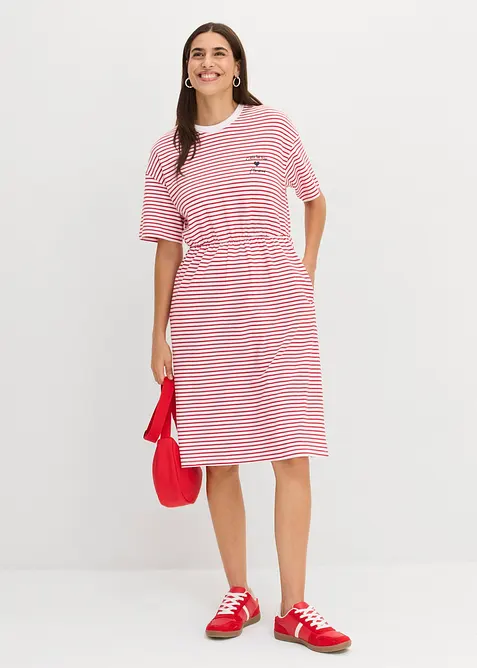 Randig T-shirtkl&auml;nning med broderi, bonprix