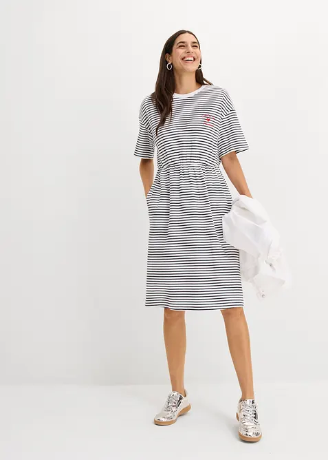 Randig T-shirtkl&auml;nning med broderi, bonprix