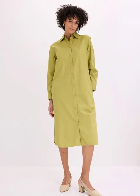 Skjortkl&auml;nning i bomullspoplin, bonprix