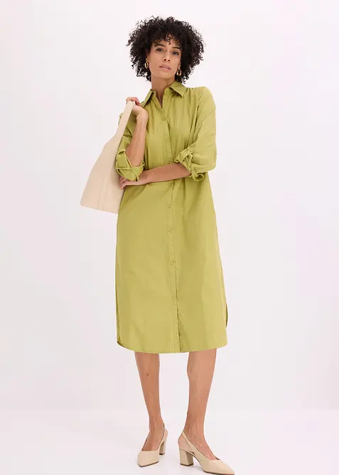 Skjortkl&auml;nning i bomullspoplin, bonprix