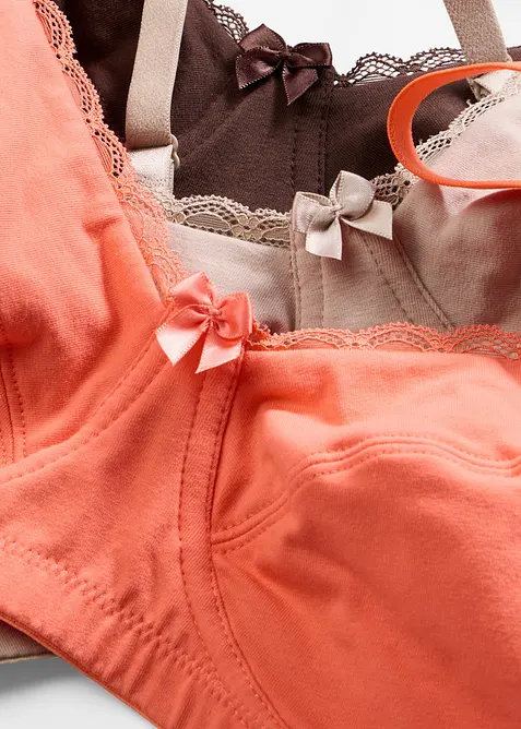 BH i bomull utan bygel  (3-pack), bonprix