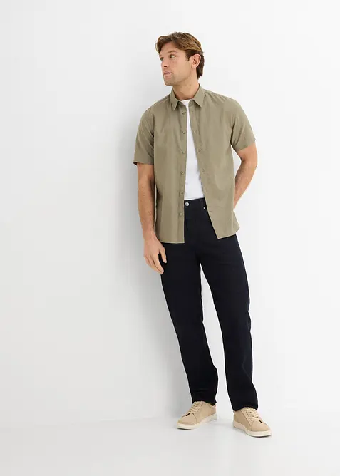 Kort&auml;rmad skjorta i luftig linnemix, bonprix