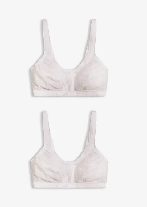 Avlastande BH utan bygel, med vadderade axelband (2-pack), bonprix