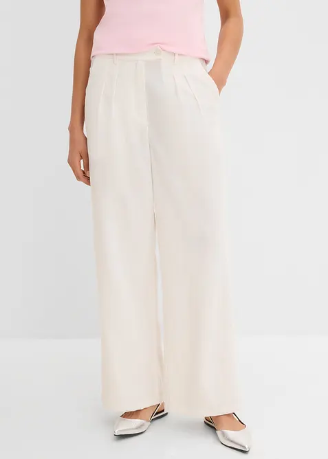 Byxa med dekorativ knapp, av viskosmix, bonprix