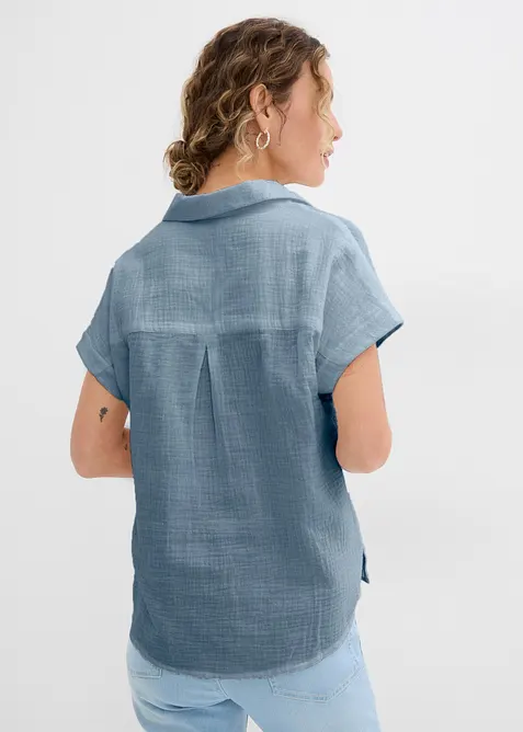 Kort&auml;rmad blus i luftig muslin, bonprix