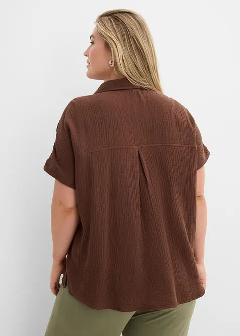 Kort&auml;rmad blus i luftig muslin, bonprix