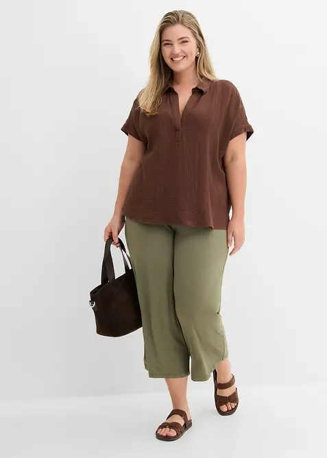 Kort&auml;rmad blus i luftig muslin, bonprix