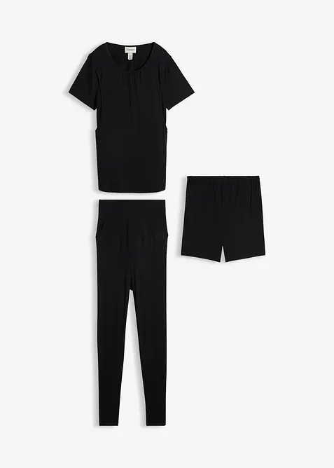 Mammaset med amningstopp, shorts och leggings (3 delar), bonprix