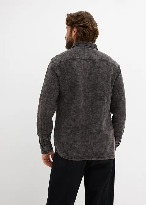 Skjorta i bomullsmuslin med tv&auml;ttad look, bonprix