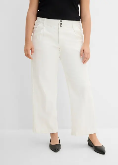 Cropped Wide Leg Jeans High Waist, med bekv&auml;m midja, bonprix