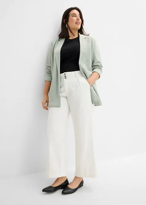 Cropped Wide Leg Jeans High Waist, med bekv&auml;m midja, bonprix