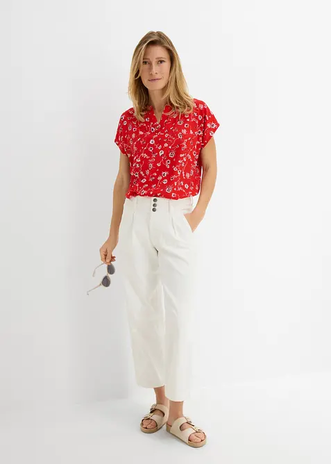 Cropped Wide Leg Jeans High Waist, med bekv&auml;m midja, bonprix