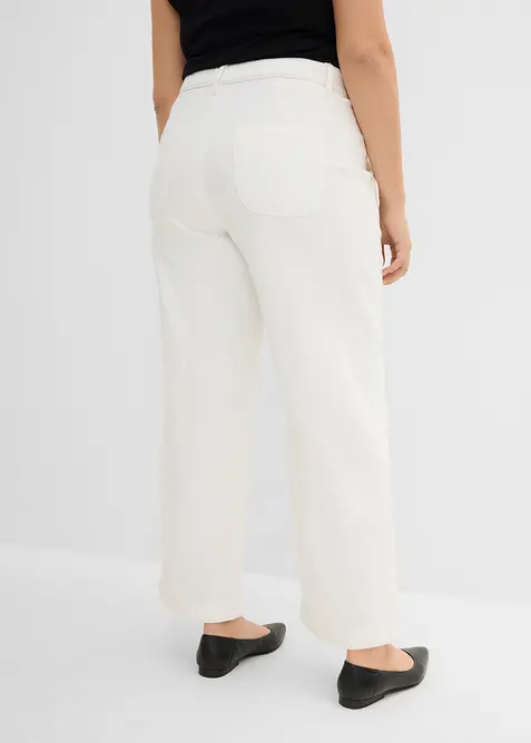 Cropped Wide Leg Jeans High Waist, med bekv&auml;m midja, bonprix