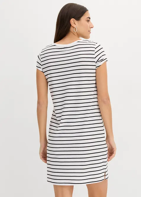 Jerseykl&auml;nning i bomull med sprund i sidorna (2-pack), bonprix