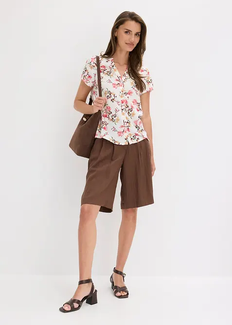 Kort&auml;rmad blus av ren viskos, bonprix