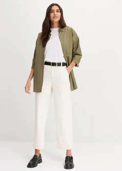 Twillbyxa i kortare modell av bomull med stretch, bonprix