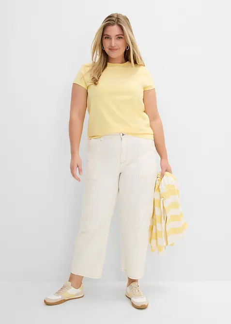 Twillbyxa i kortare modell av bomull med stretch, bonprix