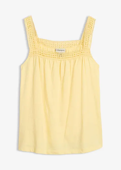 Avslappnat linne med axelband i spets, bonprix