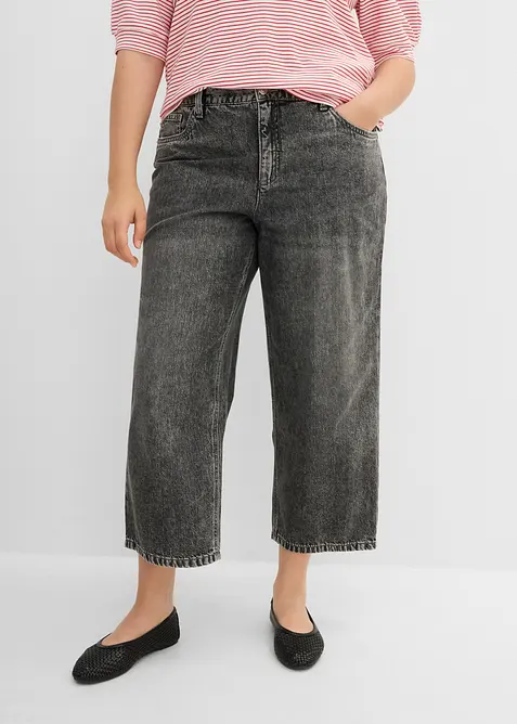 Loose Straight Jeans Mid Waist, cropped, bonprix