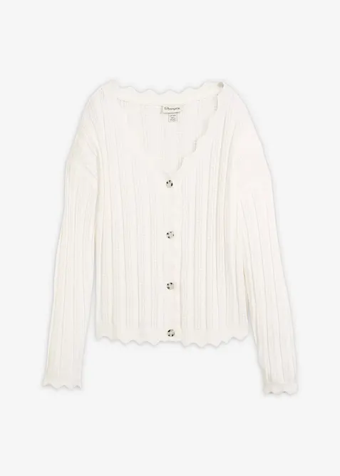 Kort h&aring;lm&ouml;nstrad cardigan, bonprix