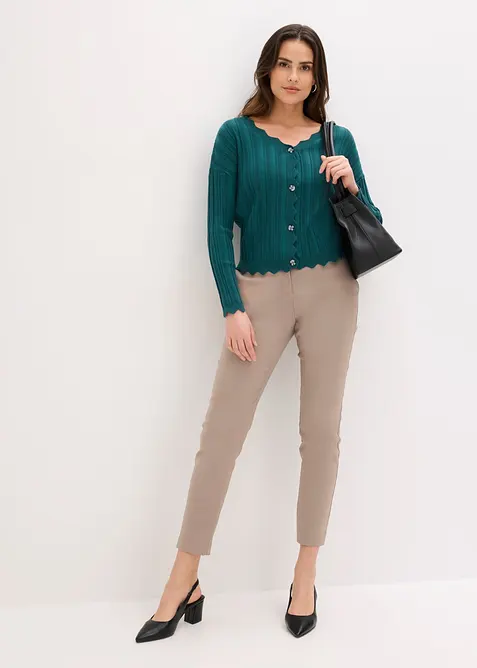 Kort h&aring;lm&ouml;nstrad cardigan, bonprix