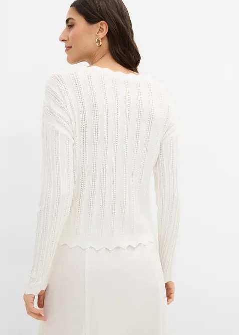 Kort h&aring;lm&ouml;nstrad cardigan, bonprix