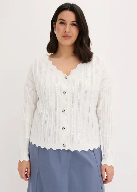 Kort h&aring;lm&ouml;nstrad cardigan, bonprix