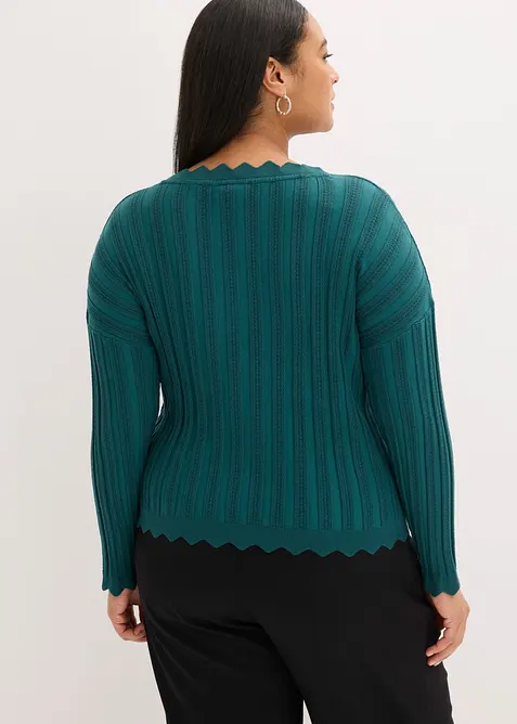 Kort h&aring;lm&ouml;nstrad cardigan, bonprix