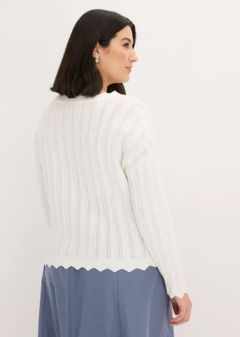 Kort h&aring;lm&ouml;nstrad cardigan, bonprix