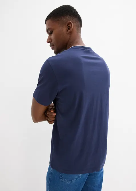 T-shirt i ekologisk bomull med kort knappsl&aring;, bonprix