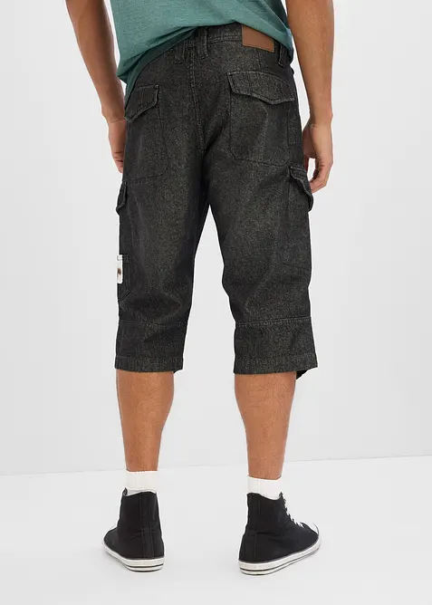 L&aring;nga jeansshorts i cargomodell av tunt material, Relaxed Fit, bonprix
