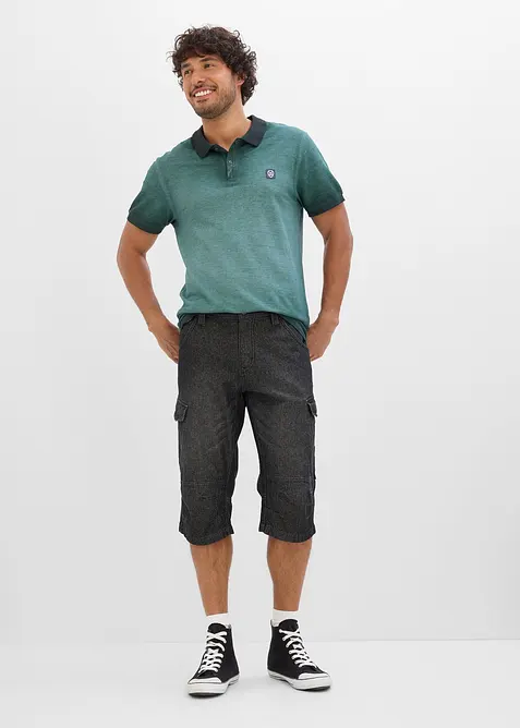 L&aring;nga jeansshorts i cargomodell av tunt material, Relaxed Fit, bonprix