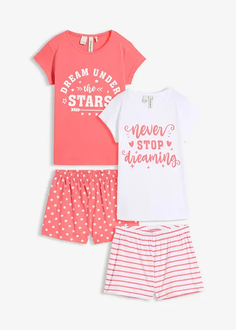 Pyjamas med shorts och korta &auml;rmar (4 delar), bonprix