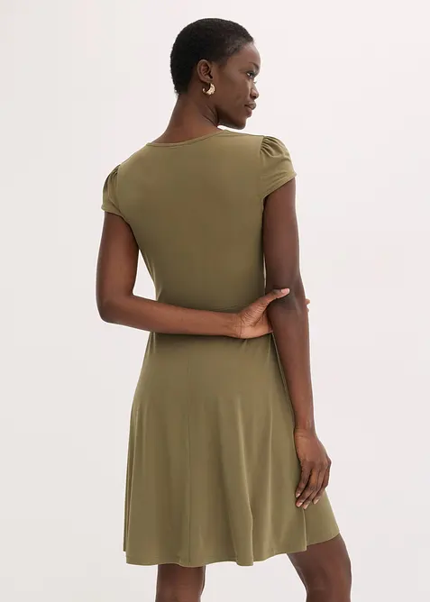 Jerseykl&auml;nning med prydnadssp&auml;nne, bonprix