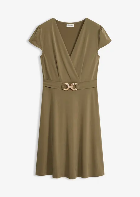 Jerseykl&auml;nning med prydnadssp&auml;nne, bonprix