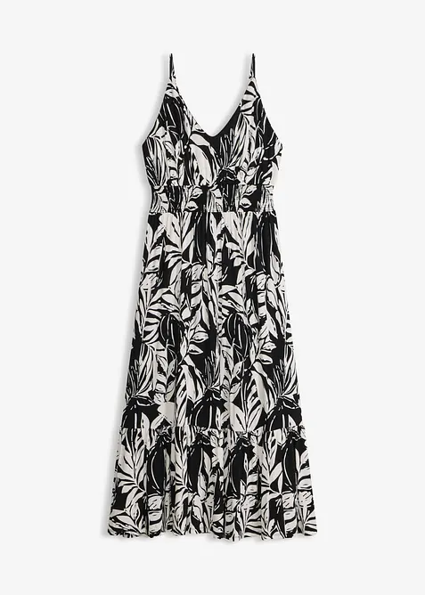 Kl&auml;nning med smala axelband i mjuk viskosmix, bonprix