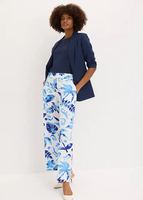 Vid byxa i viskos med struktur, bonprix