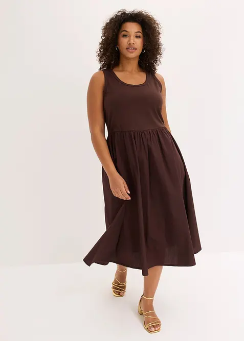 Jerseykl&auml;nning i materialmix, bonprix