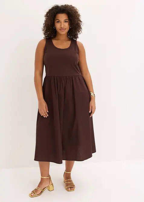 Jerseykl&auml;nning i materialmix, bonprix