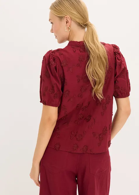 Kort&auml;rmad blus i ren bomull, bonprix