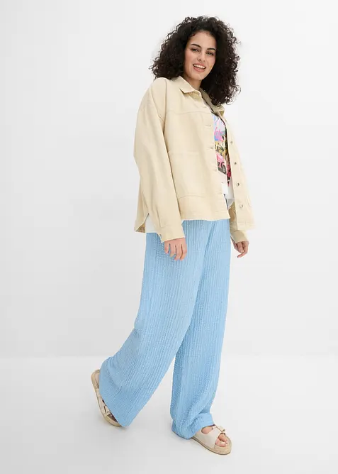 Vid byxa av kr&auml;pp med struktur, bonprix