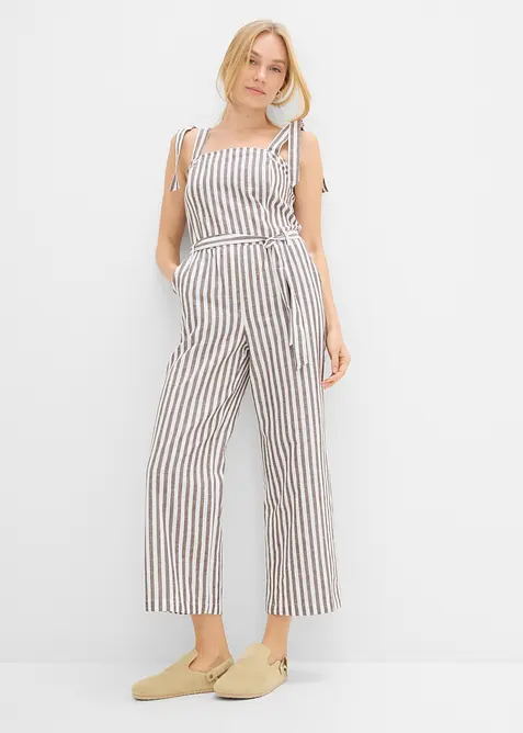 Jumpsuit i mix av bomull och lin, bonprix