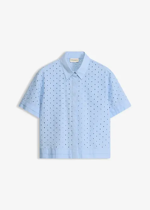 Blus med h&aring;lbroderi, bonprix
