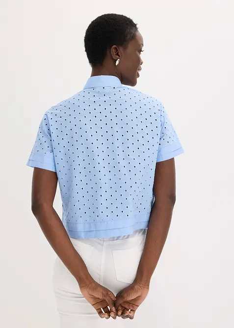 Blus med h&aring;lbroderi, bonprix