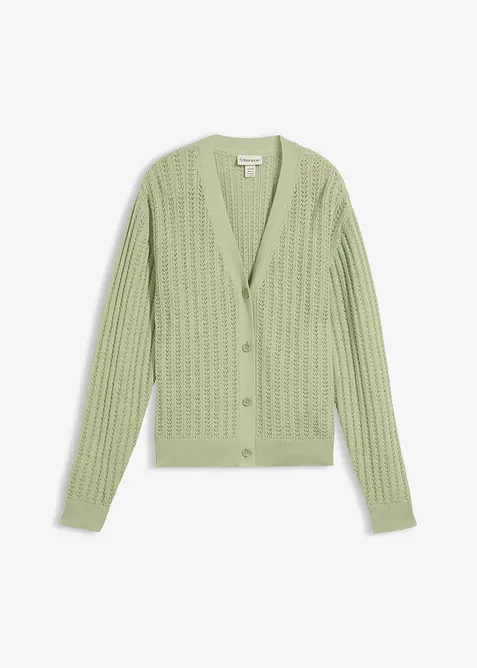 H&aring;lm&ouml;nstrad cardigan med linneandel, bonprix