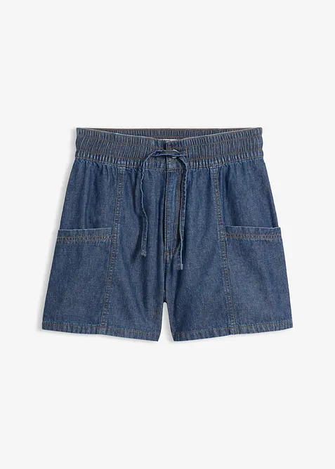 Jeansshorts med res&aring;rlinning och High Waist, bonprix